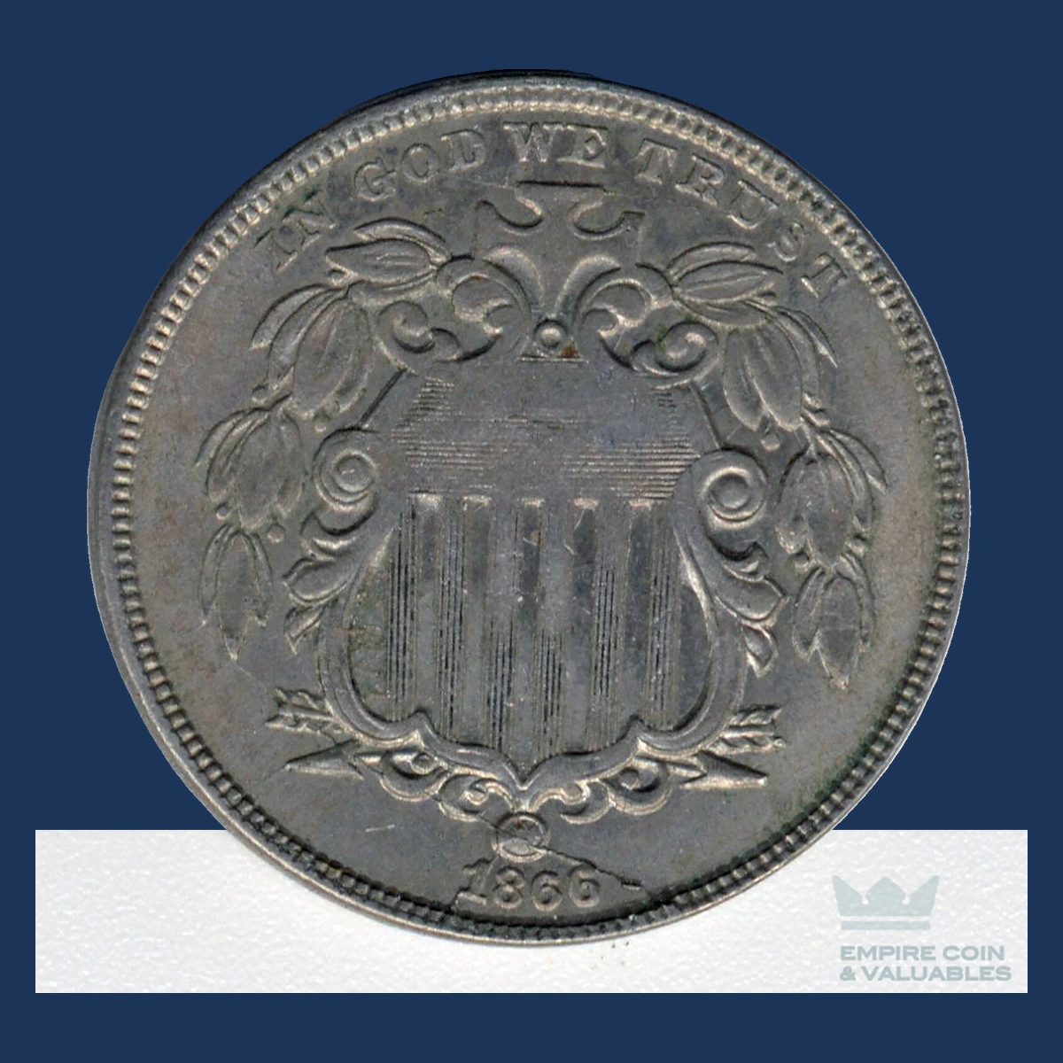 1866 Shield Nickel: Die Crack / Die Chip