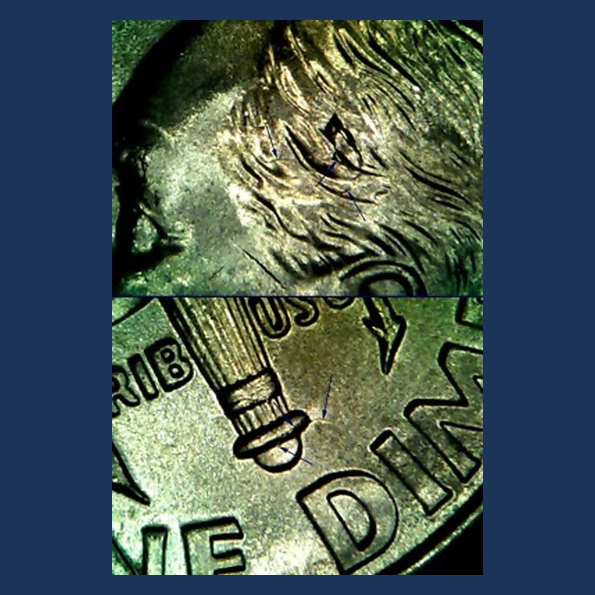 2019 Roosevelt Dime: Die Crack / Die Chip