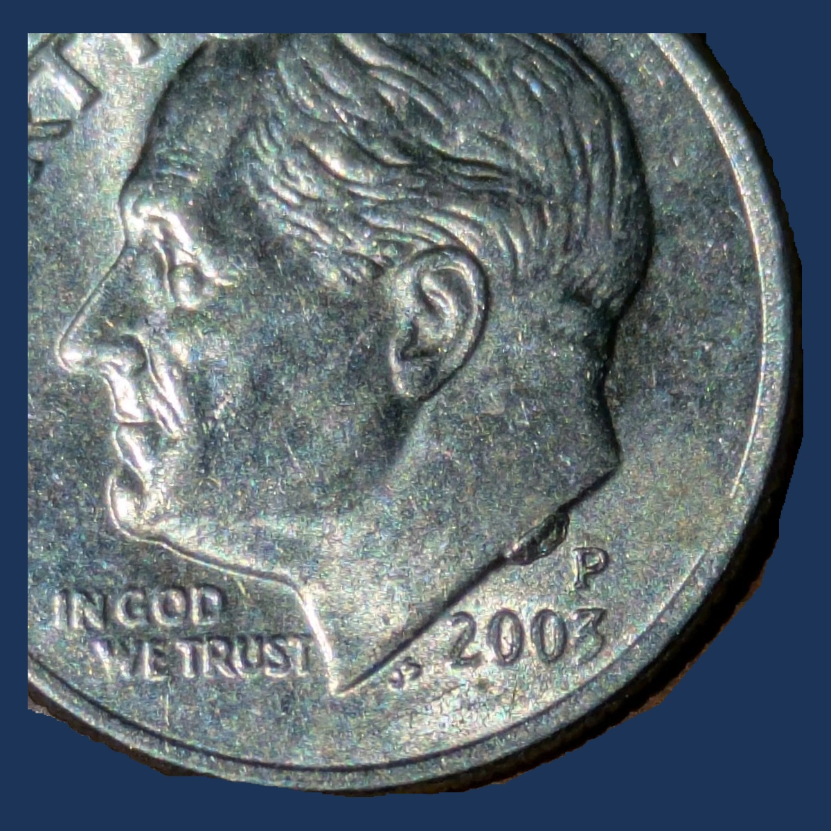 2003 Roosevelt Dime: Die Crack / Die Chip