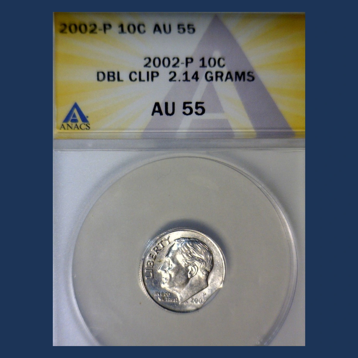 2002 Roosevelt Dime: Double Clipped Planchet