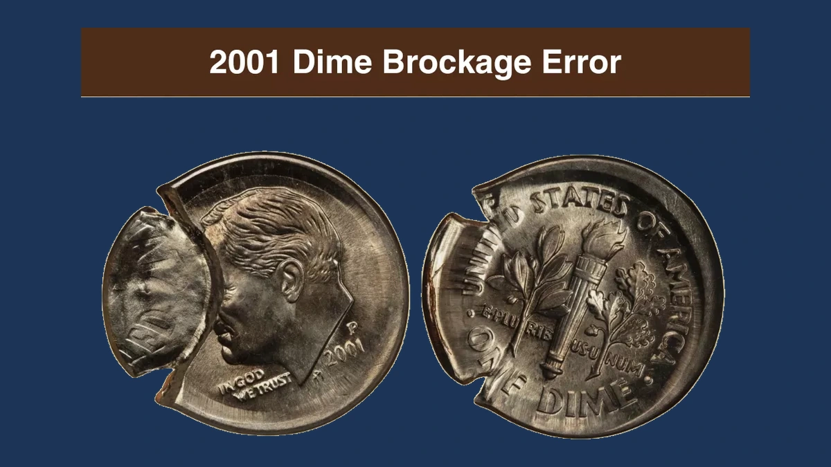 2001 Roosevelt Dime: Brockage