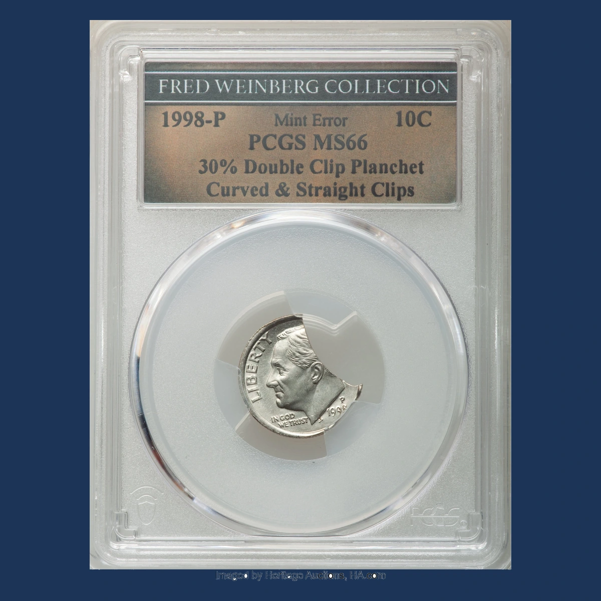 1998 Roosevelt Dime: Curved and Straight Double Clips