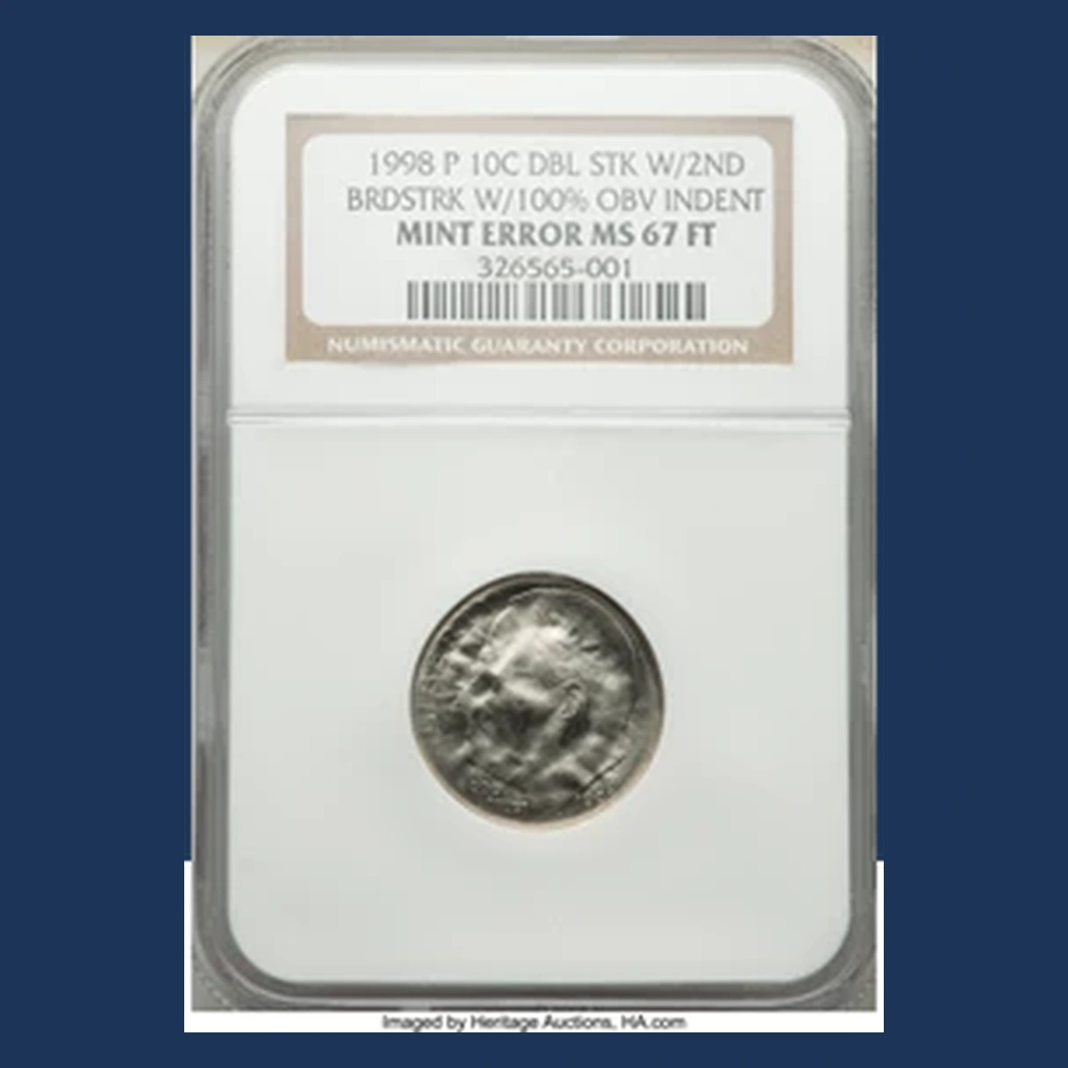 1998 Roosevelt Dime: Double Strike with Full Obverse Indent