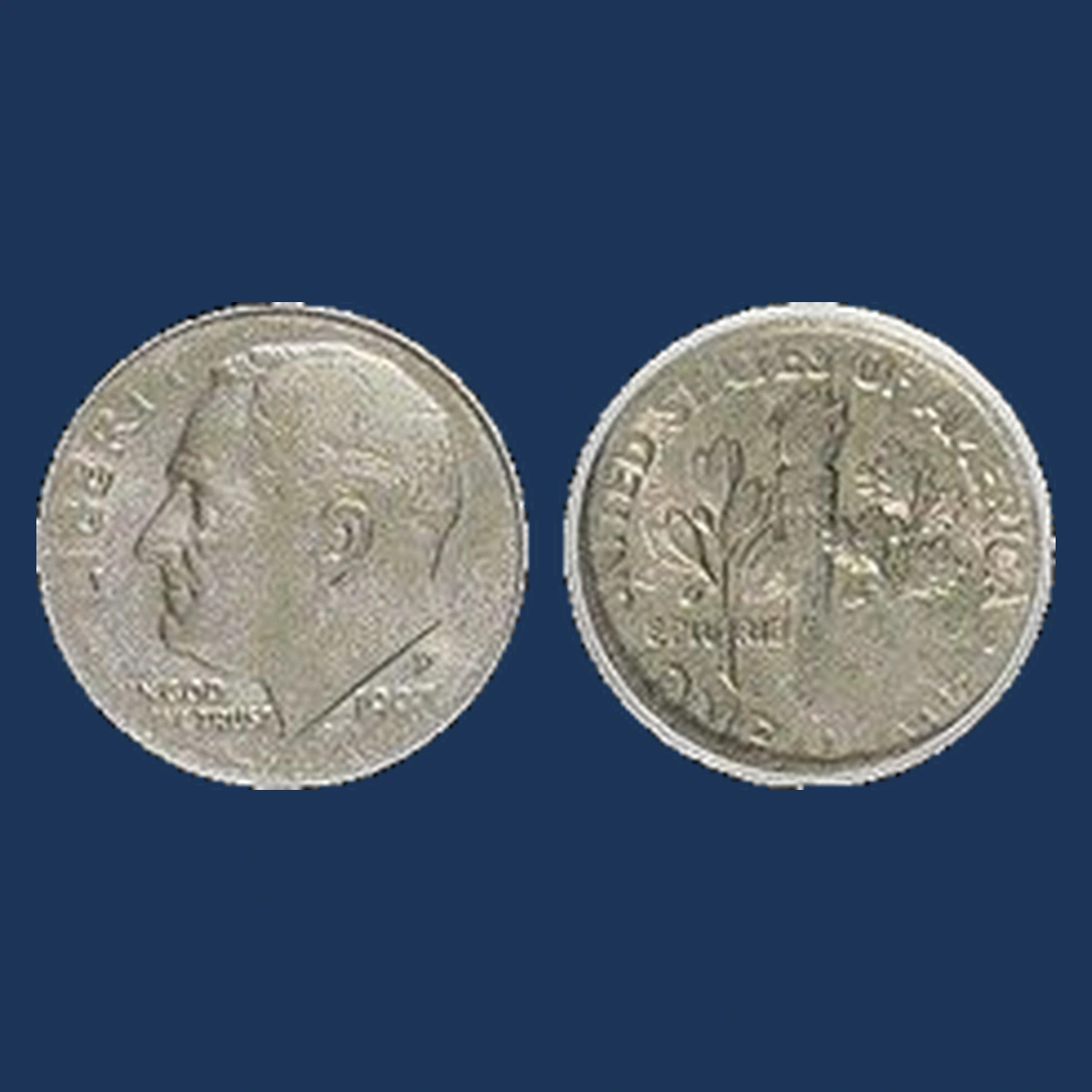 1997 Roosevelt Dime: unusual solid copper-nickel blank