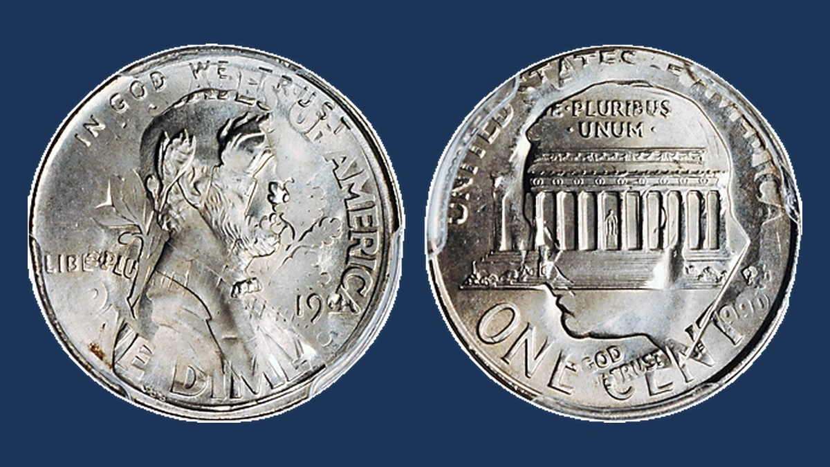 1996 Roosevelt Dime: Double Denomination (Lincoln Cent over Roosevelt Dime)