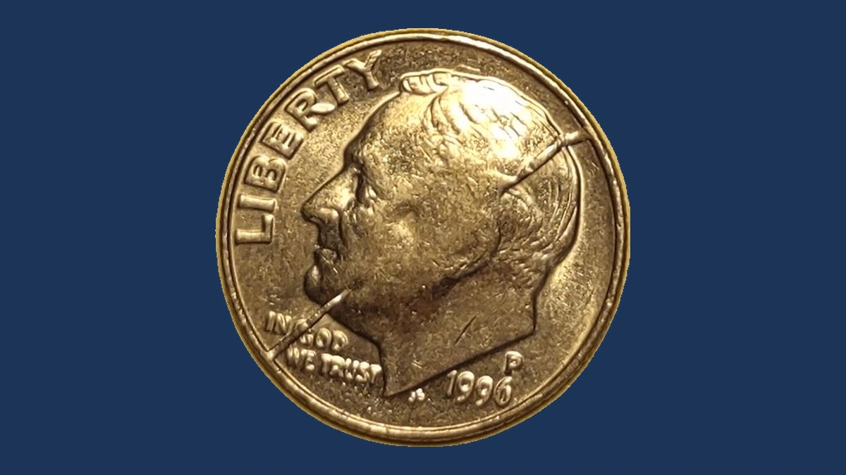 1996 Roosevelt Dime: Split Obverse Die