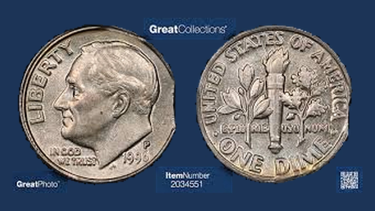 1996 Roosevelt Dime: Double-Clipped Planchet
