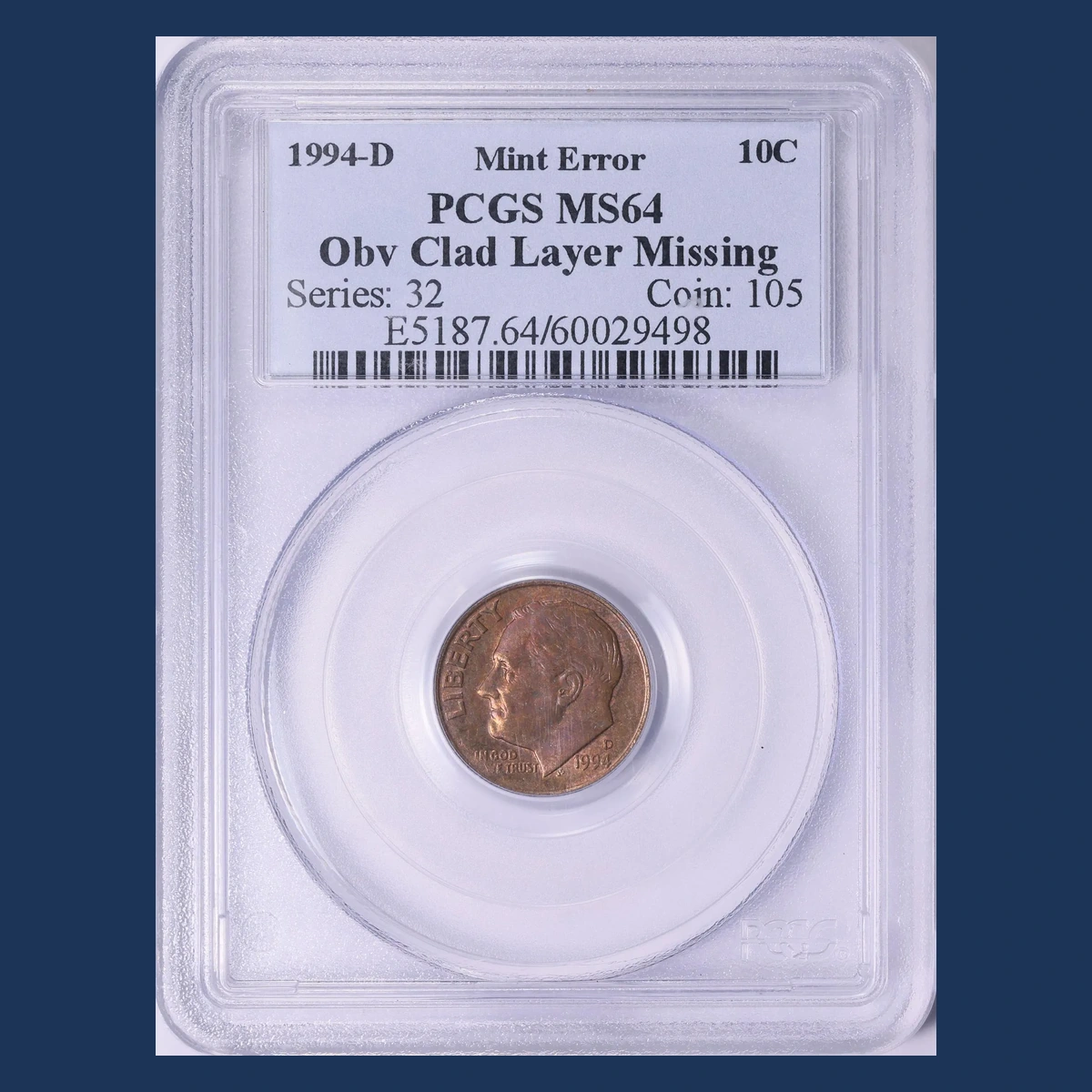 1994 Roosevelt Dime: Missing Clad Layer