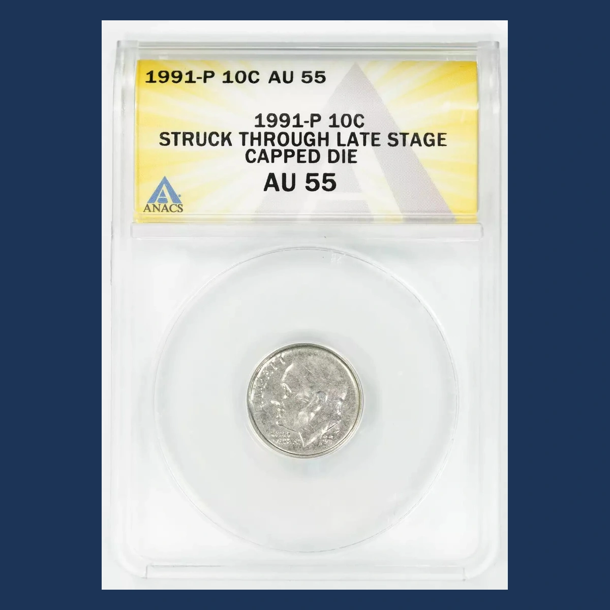 1991 Roosevelt Dime: Struck Through