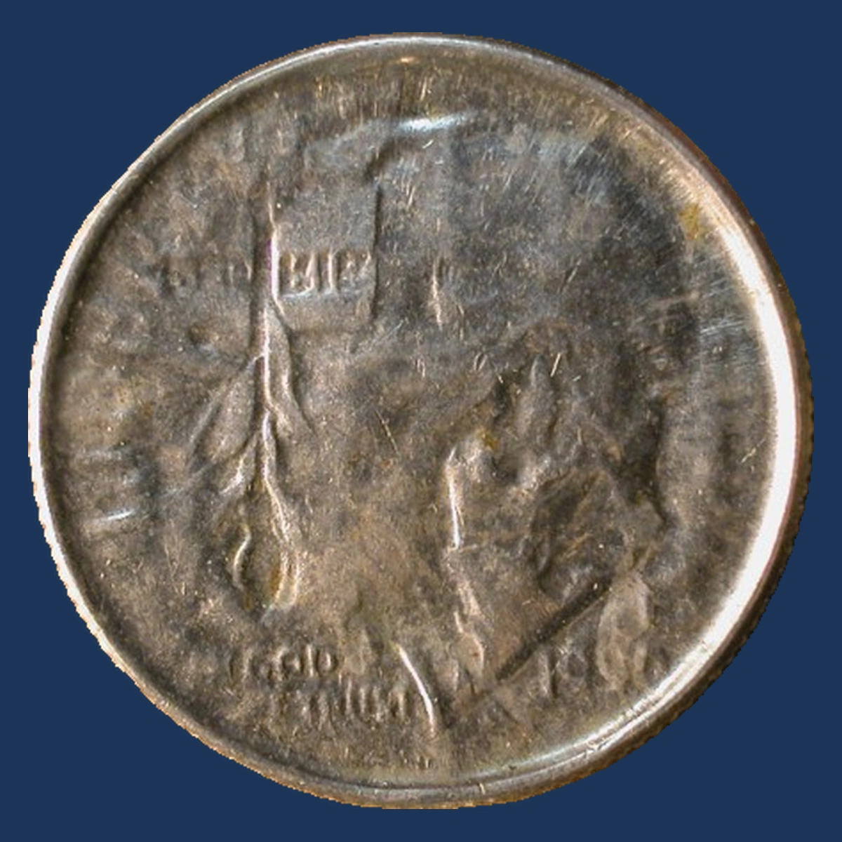 1990 Roosevelt Dime: Brockage