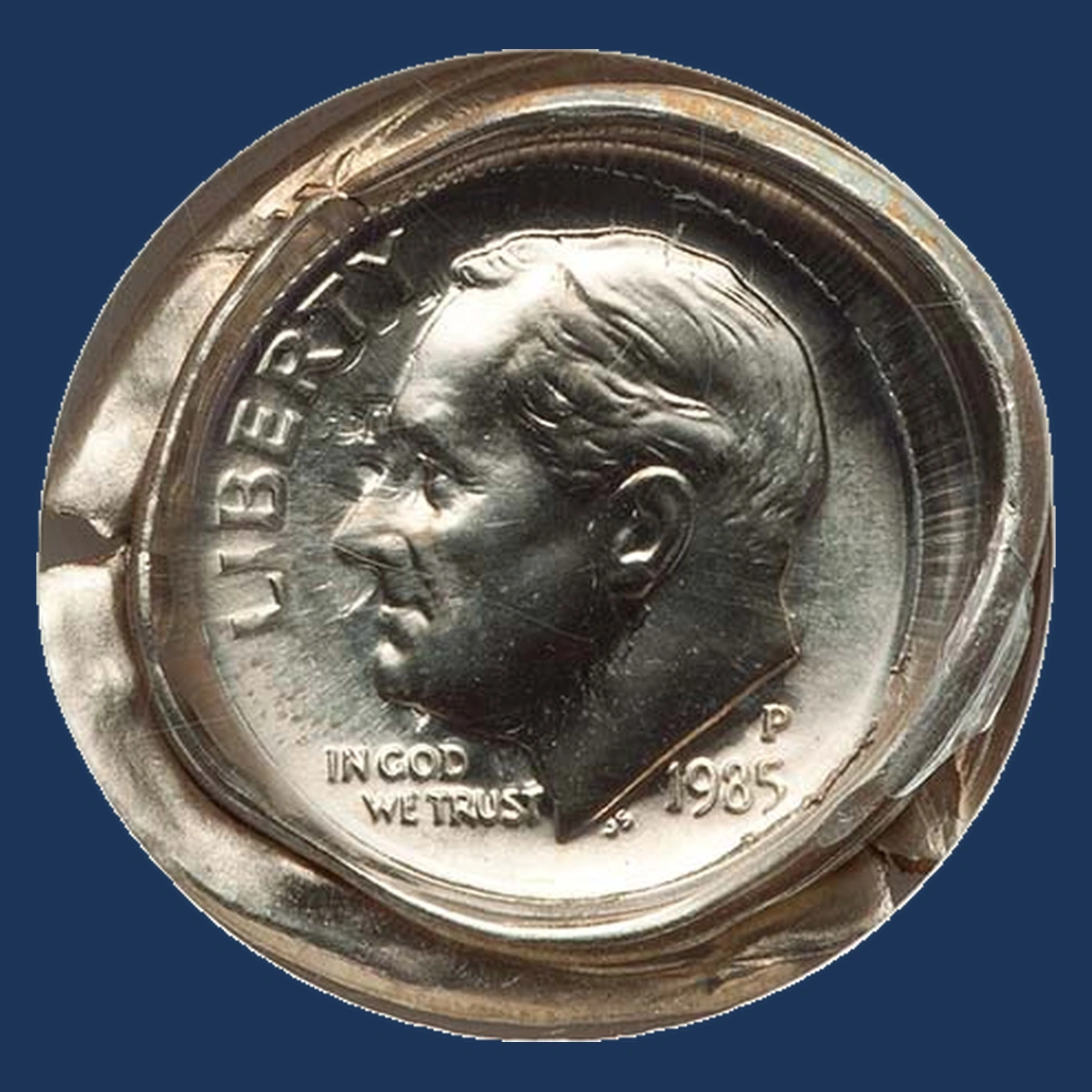 1985 Roosevelt Dime: Two-Planchet Bonded Pair