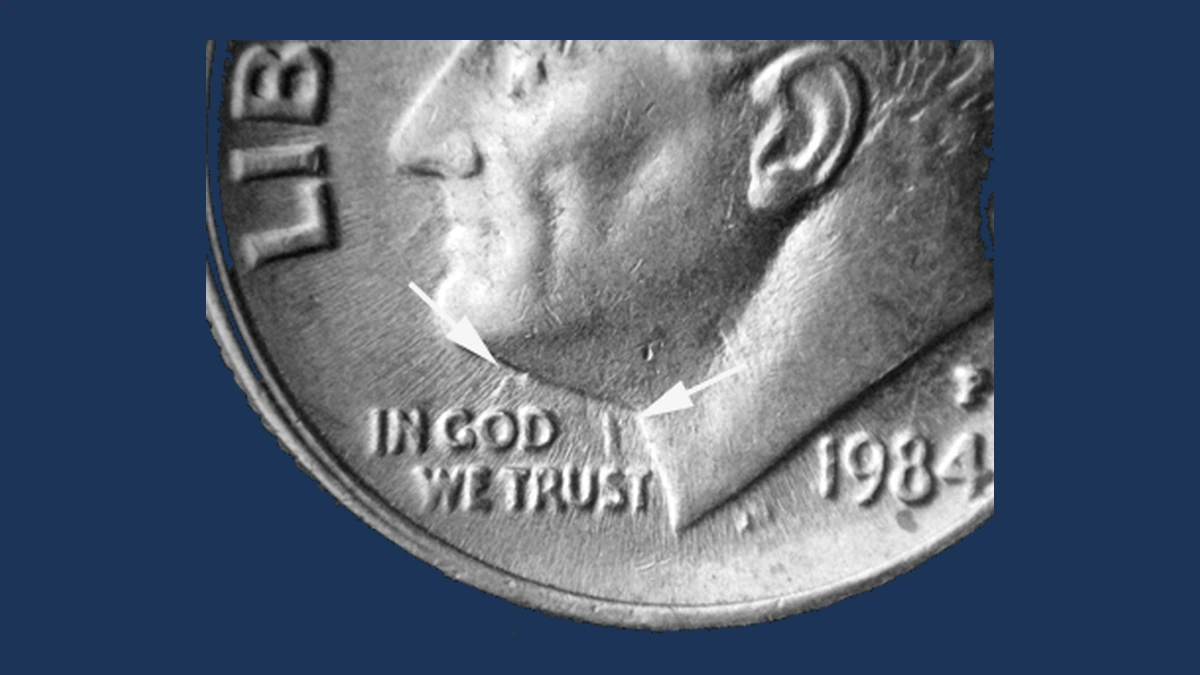 1984 Roosevelt Dime: Clashed Dies