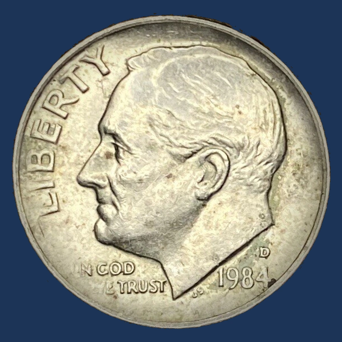 1984 Roosevelt Dime: Obverse Strike-Through