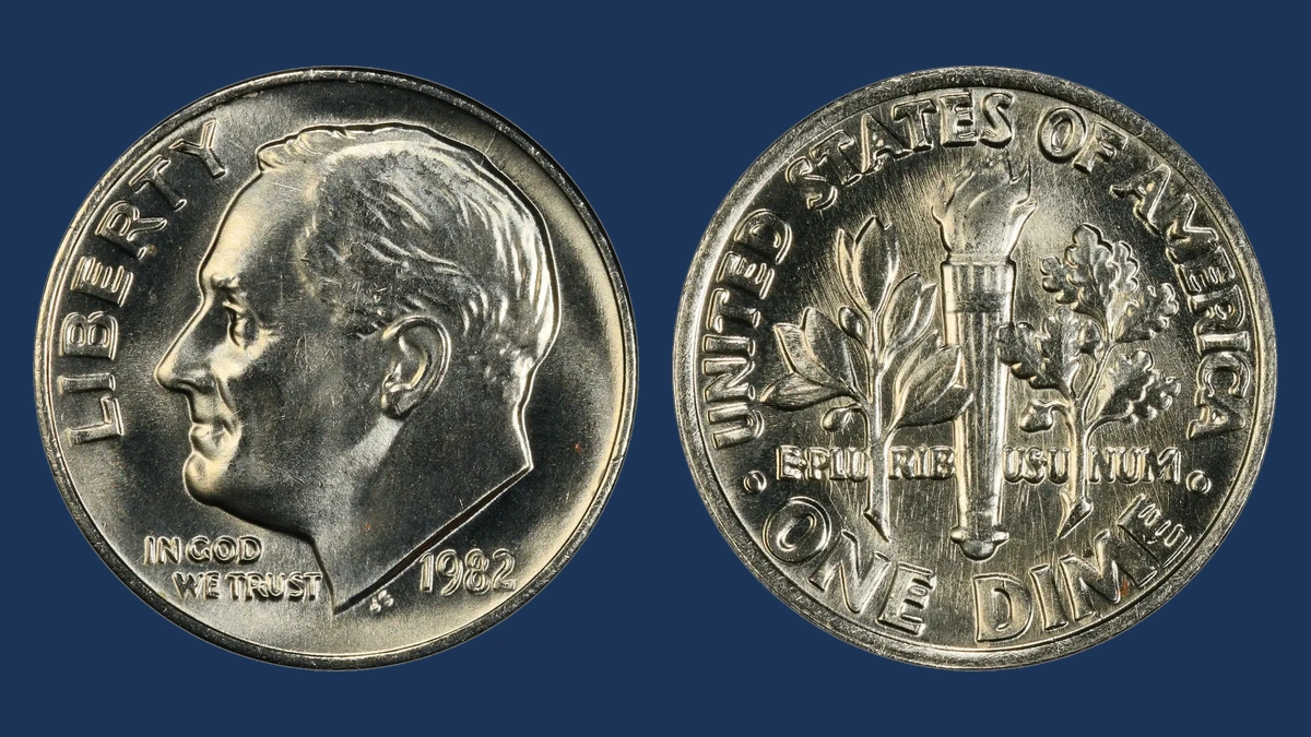 1982 Roosevelt Dime: Missing P Mintmark