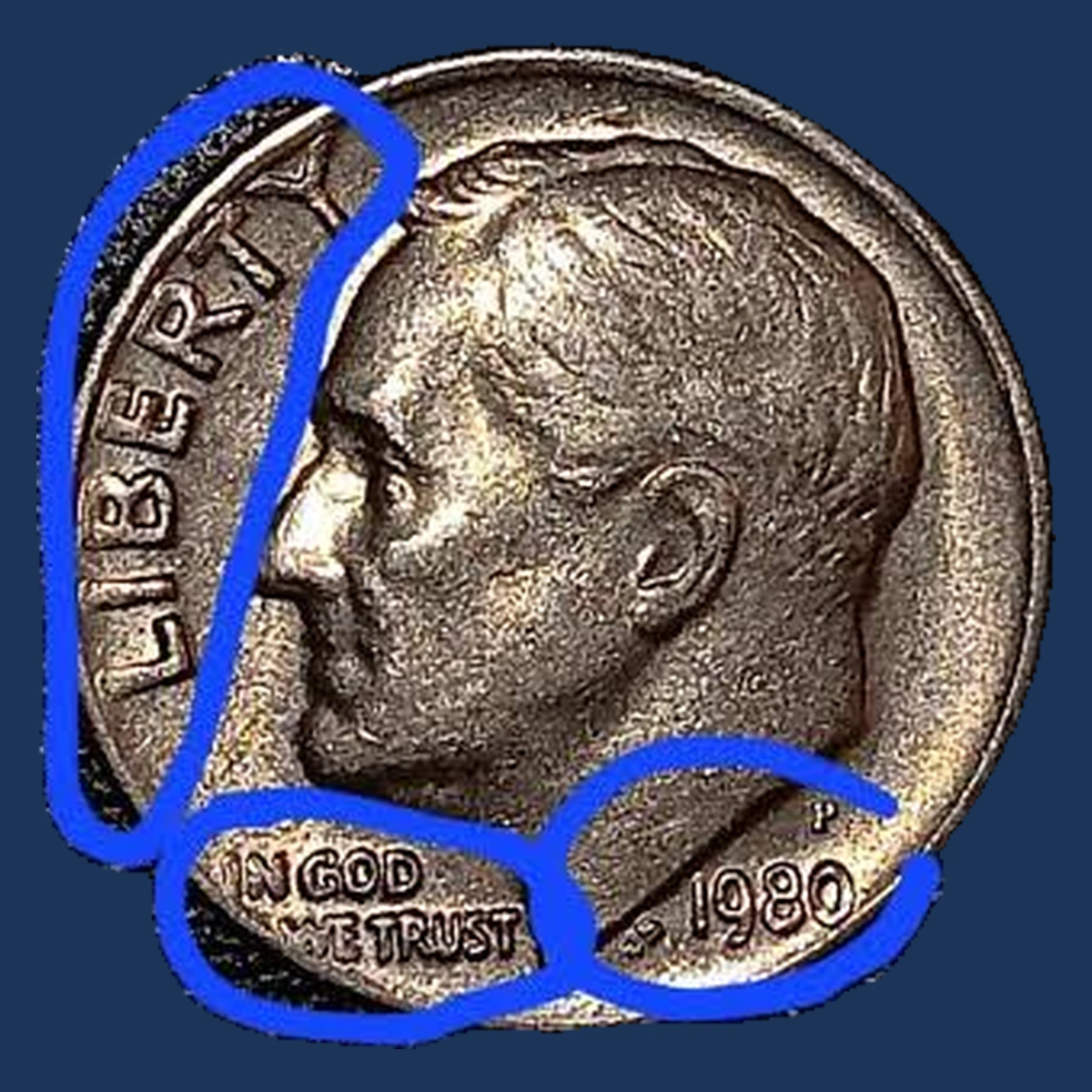 1980 Roosevelt Dime: Doubled Die Obverse