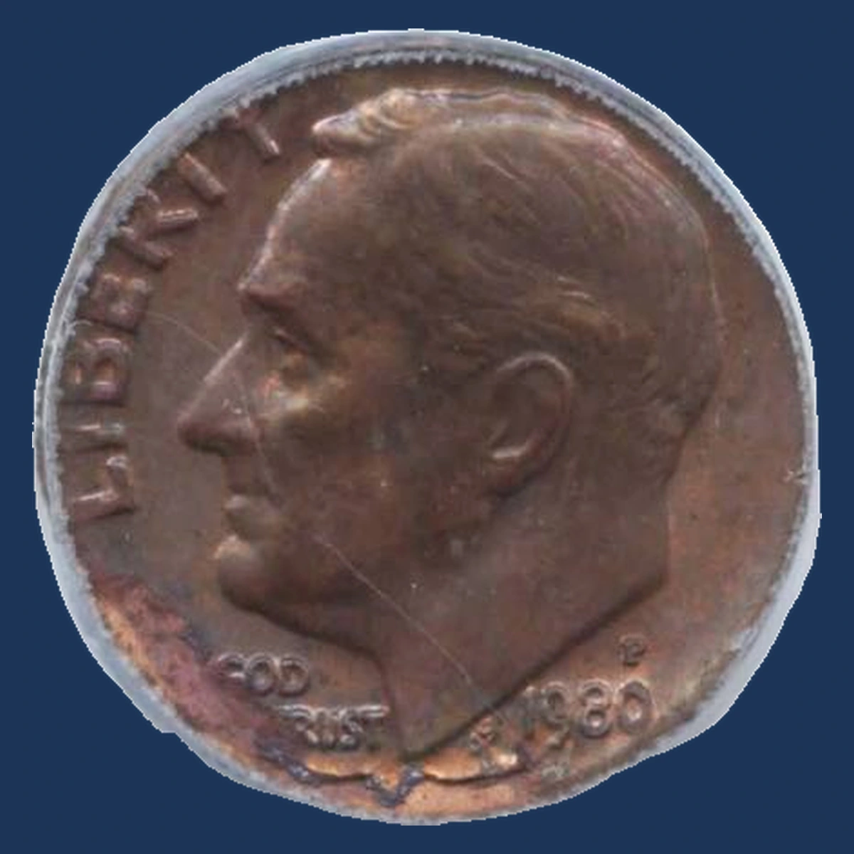 1980 Roosevelt Dime: Planchet Flaw