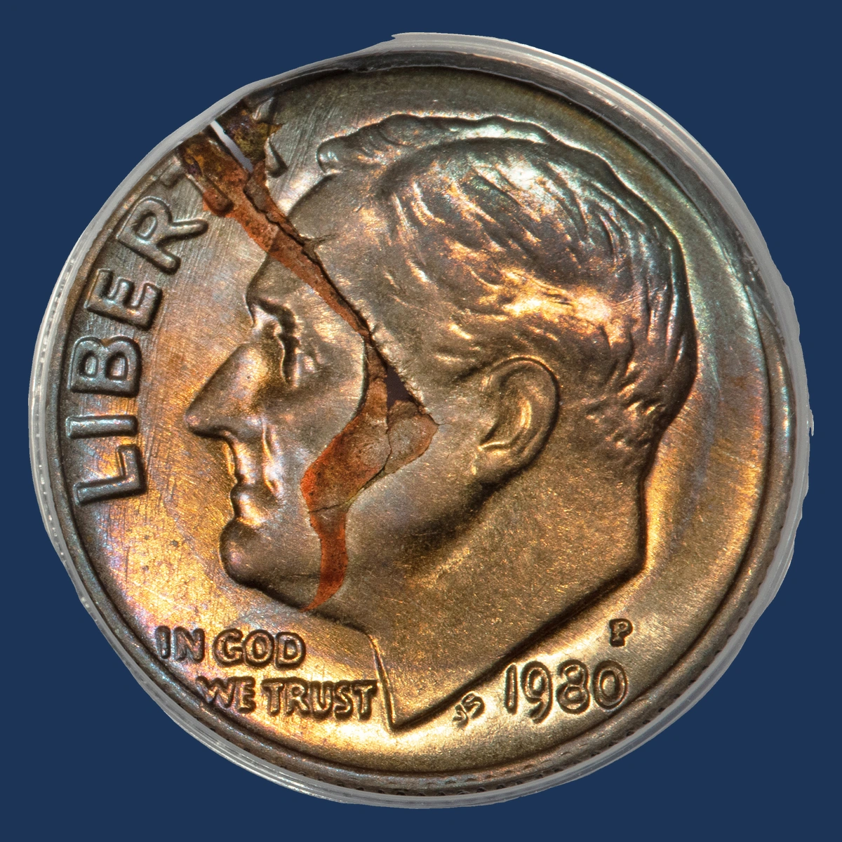 1980 Roosevelt Dime: Missing Clad Layer