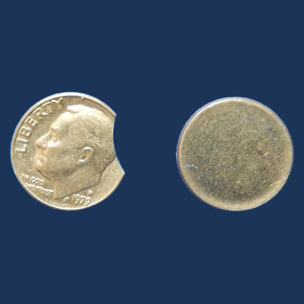 1979 Roosevelt Dime: Clipped Planchet