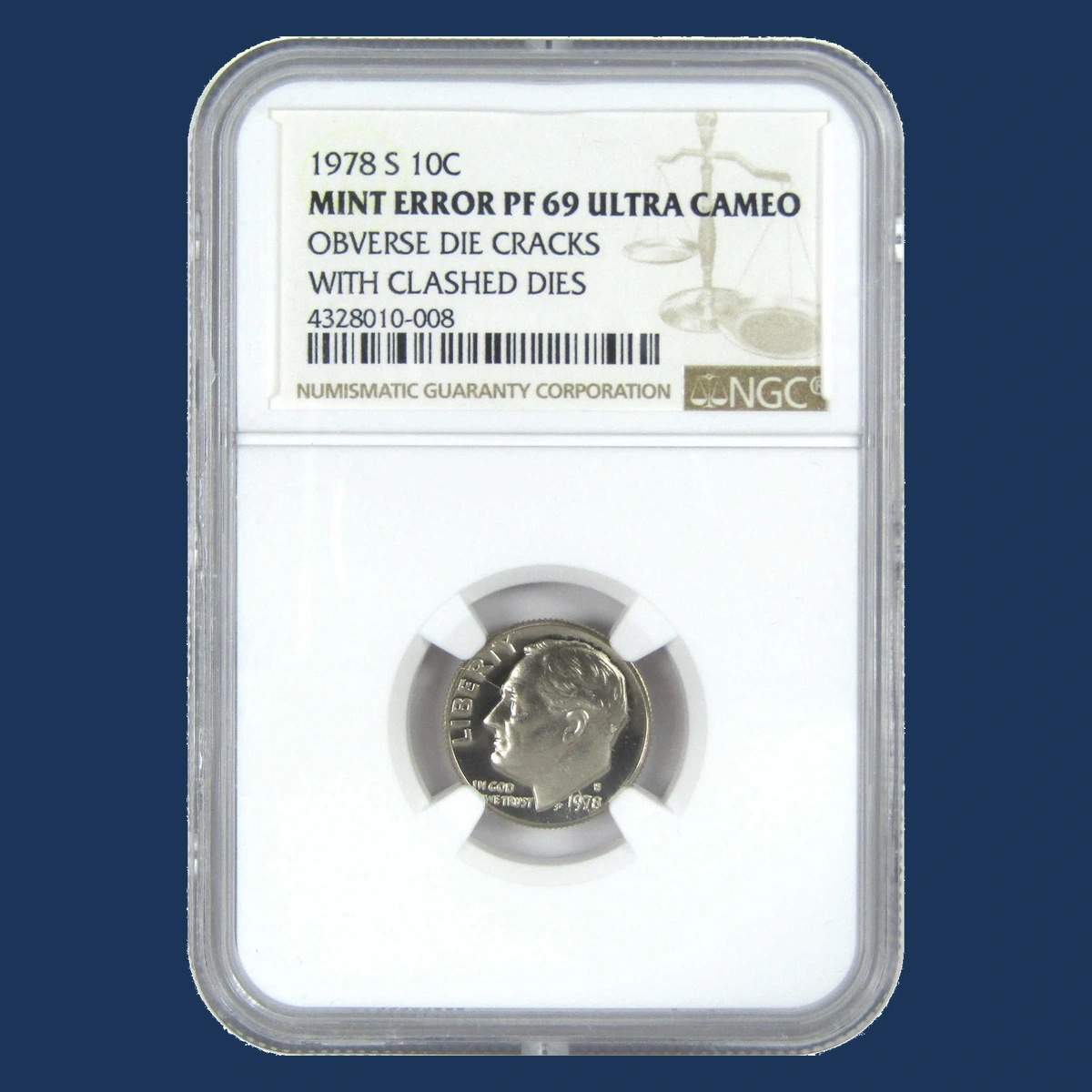 1978 Roosevelt Dime: Die Crack / Die Chip