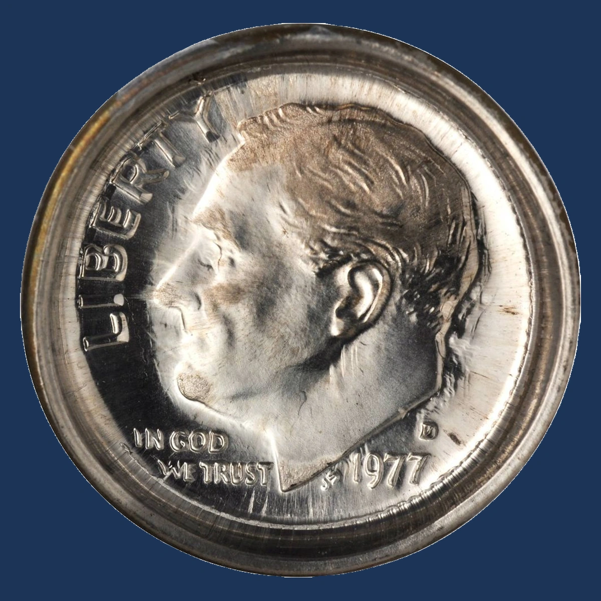 1977 Roosevelt Dime: Obverse Die Cap