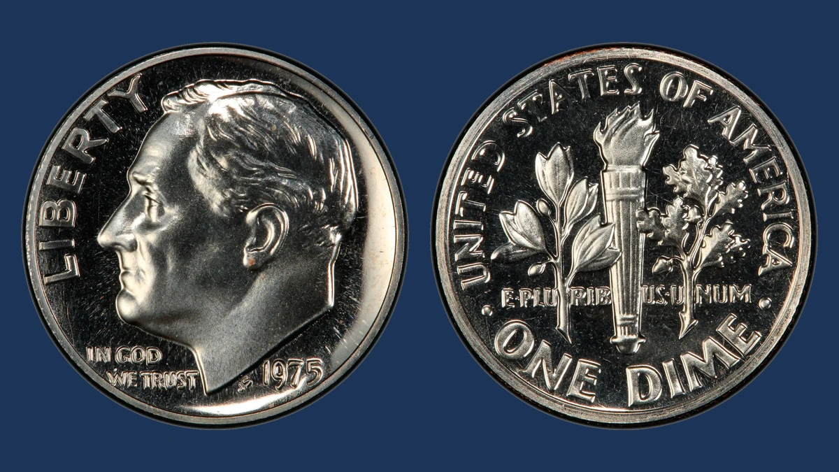 1975 Roosevelt Dime: No S Proof