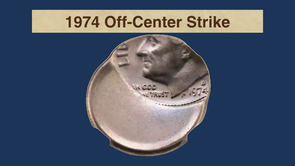 1974 Roosevelt Dime: Off-Center Strike