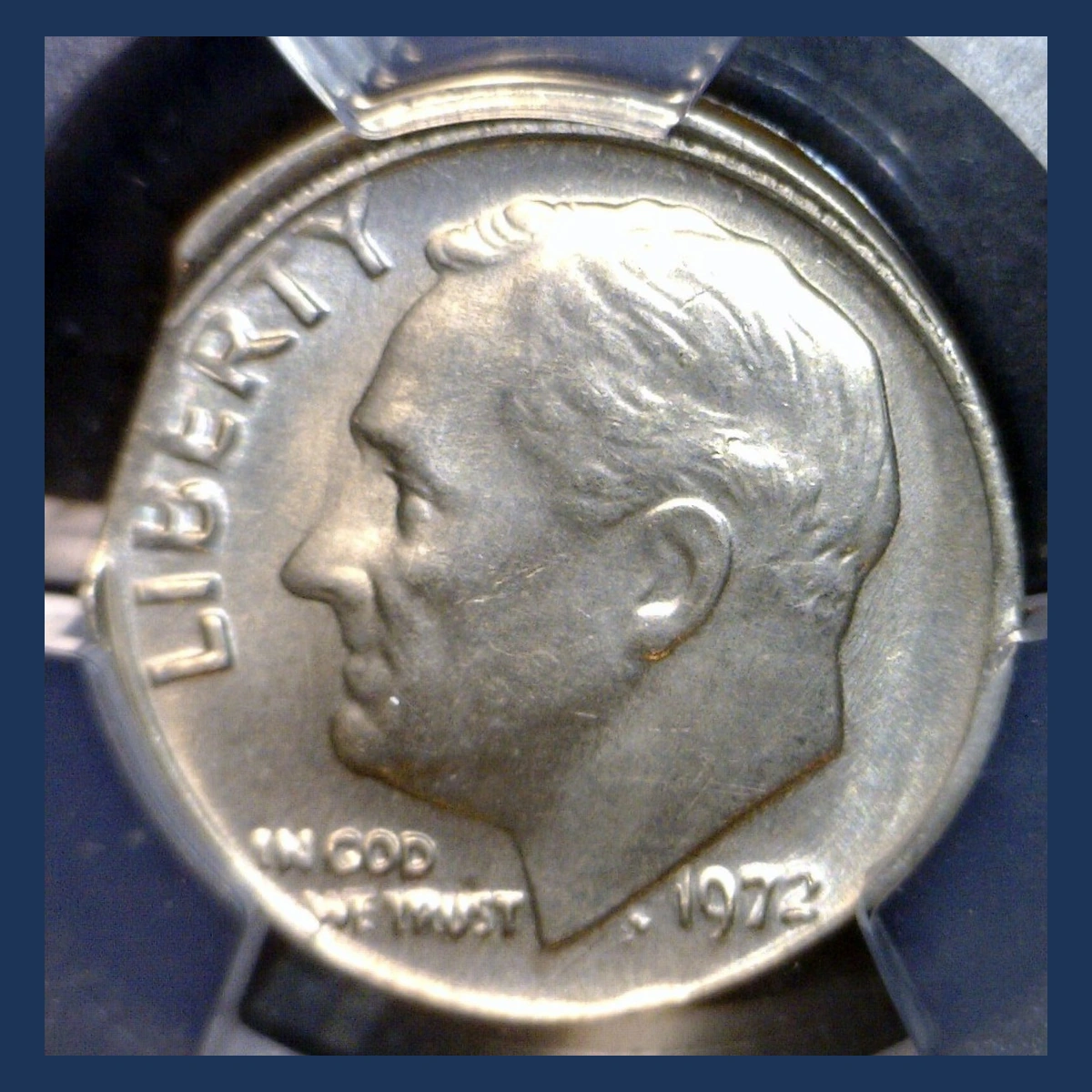 1972 Roosevelt Dime: Clipped Planchet
