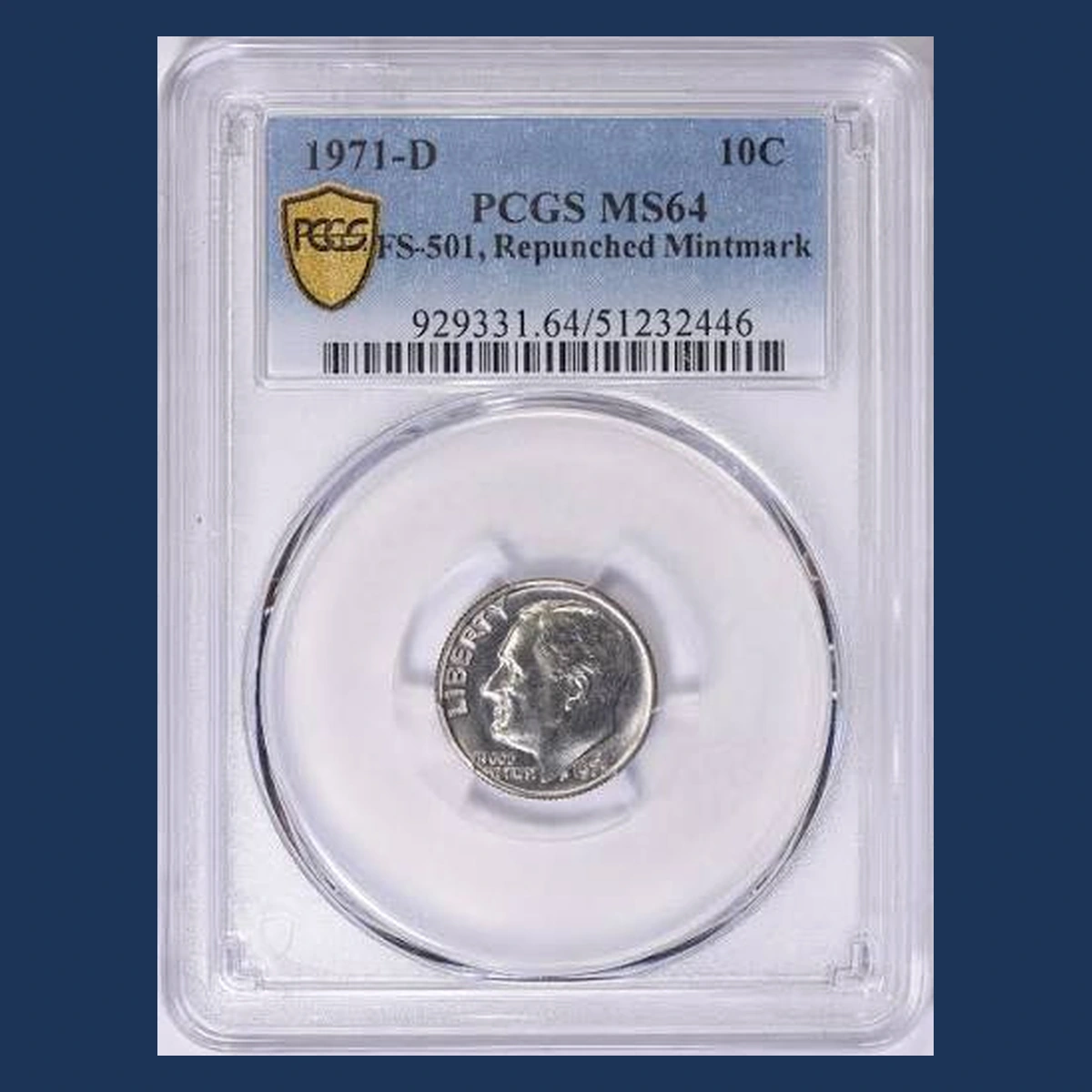 1971 Roosevelt Dime: Repunched Mintmark