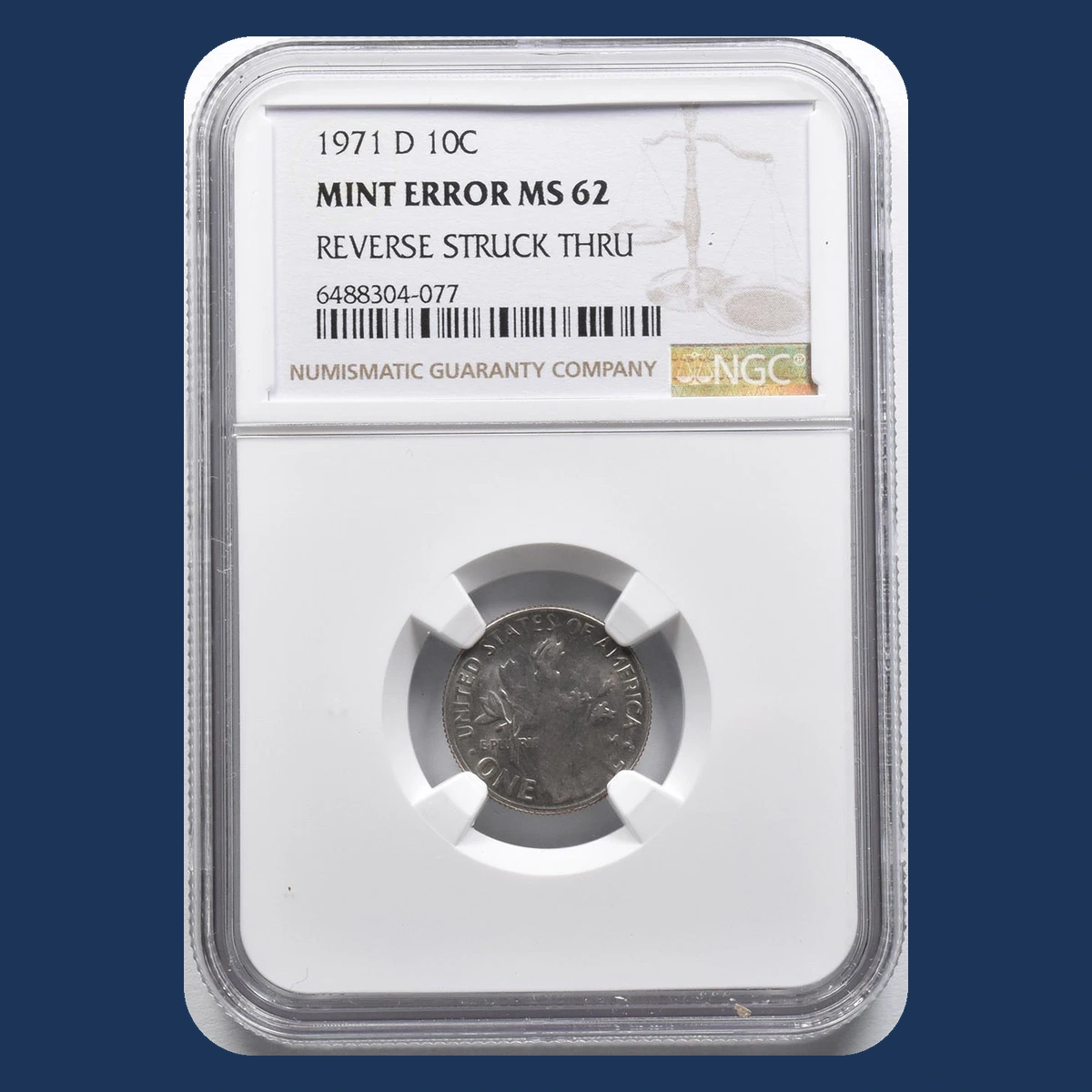 1971 Roosevelt Dime: Struck-Through Error