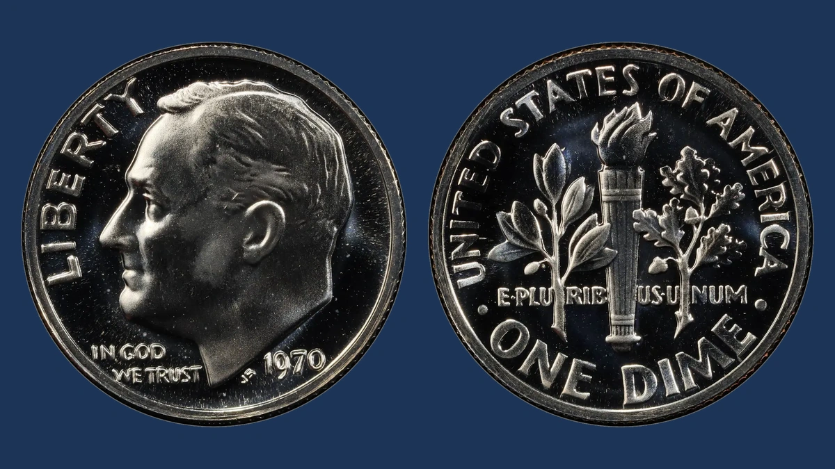 1970 Roosevelt Dime: No S Proof
