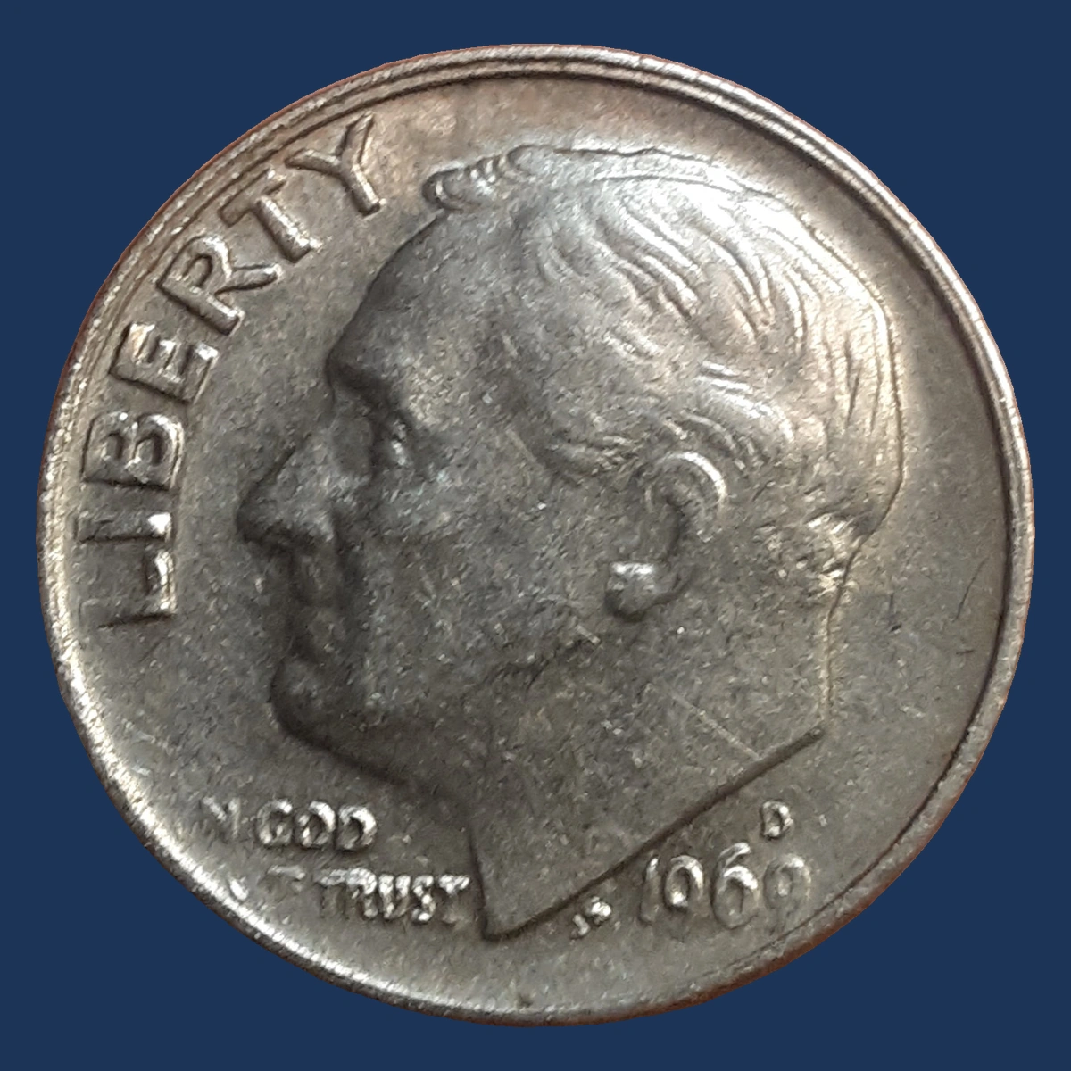 1969 Roosevelt Dime: Misaligned Die