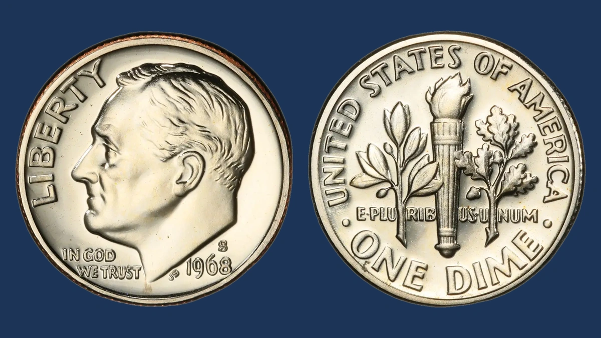 1968 Roosevelt Dime: Repunched Mintmark