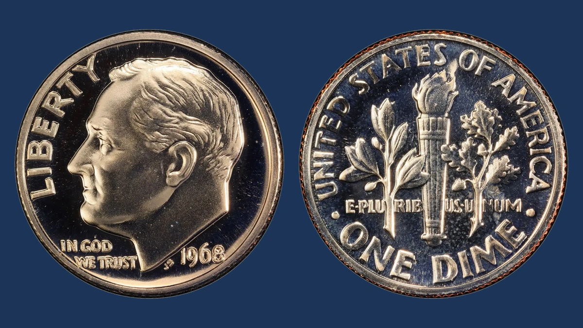 1968 Roosevelt Dime: No S Proof