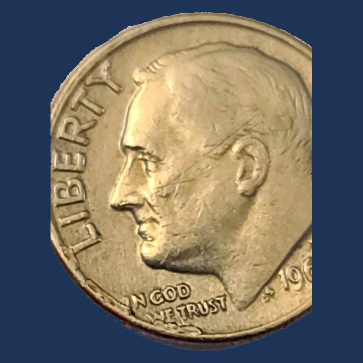 1968 Roosevelt Dime: Die Crack / Die Chip