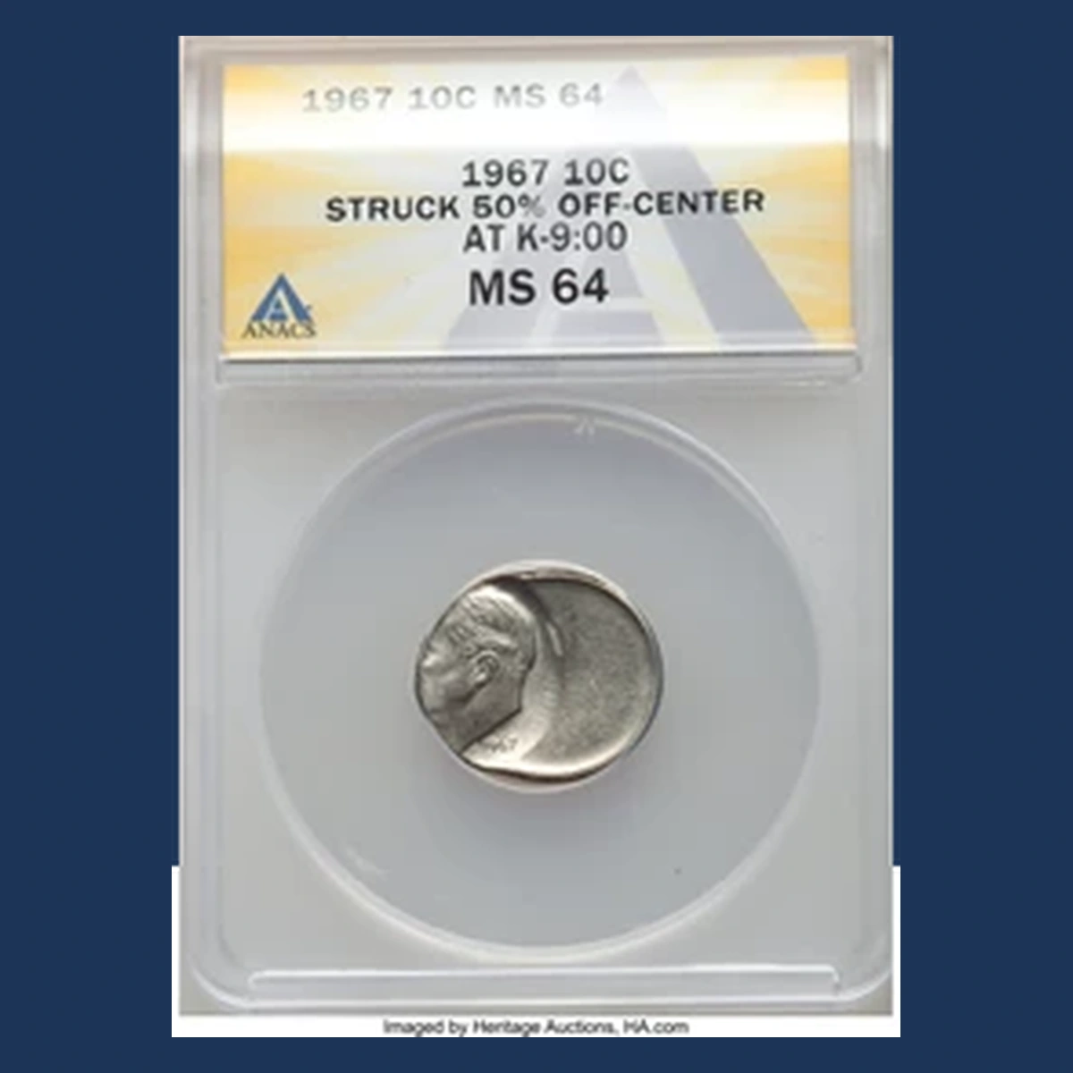 1967 Roosevelt Dime: Off-Center Strike