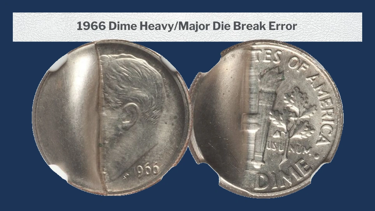 1966 Roosevelt Dime: Major Obverse Die Break