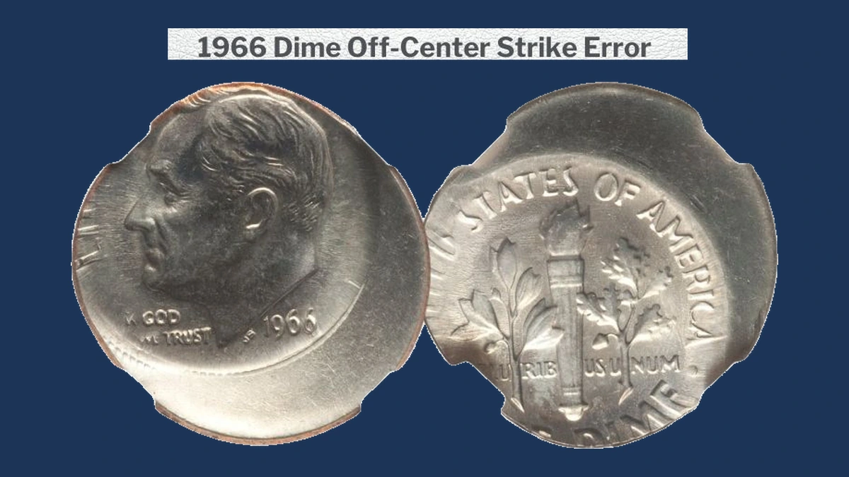 1966 Roosevelt Dime: Off-Center Strike