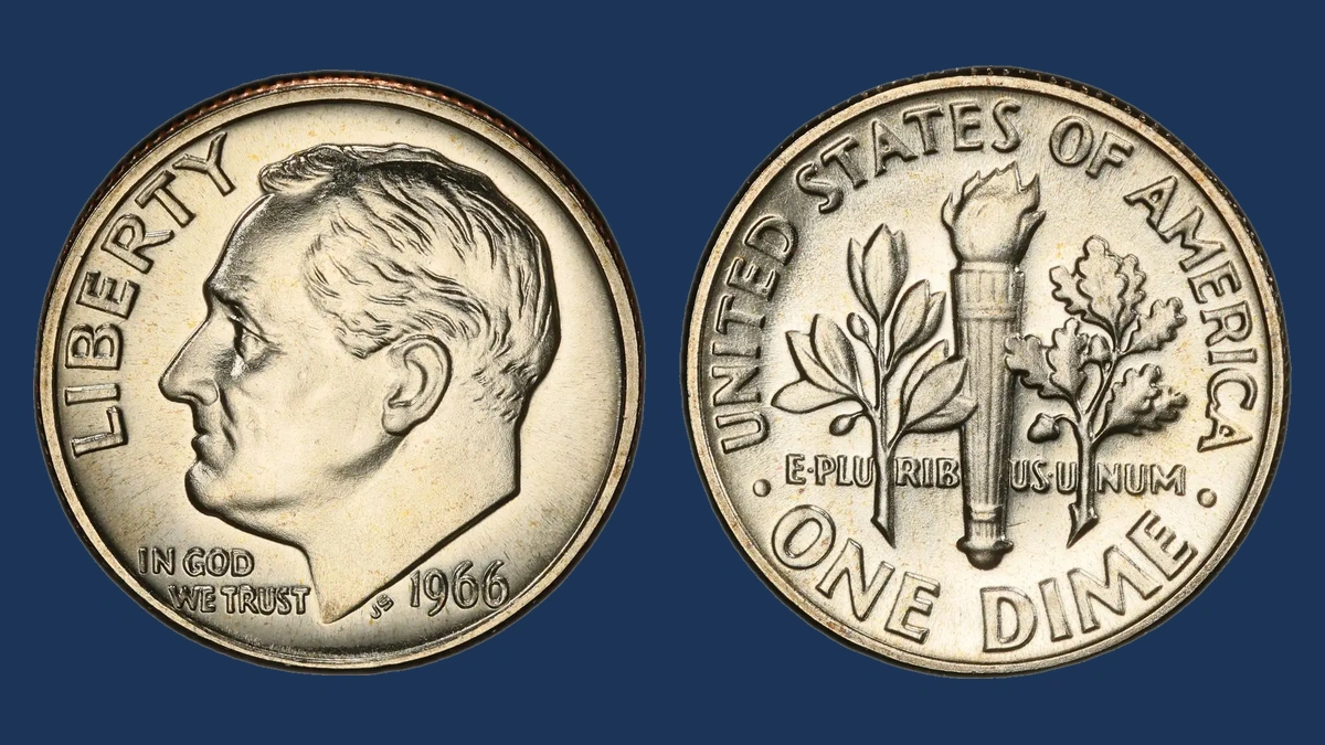 1966 Roosevelt Dime: Five-Shaped Cheek Mark on SMS