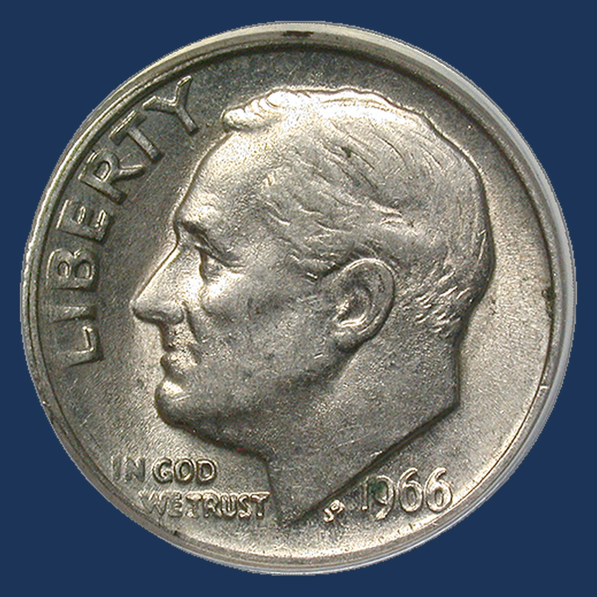 1966 Roosevelt Dime: clamshell separation