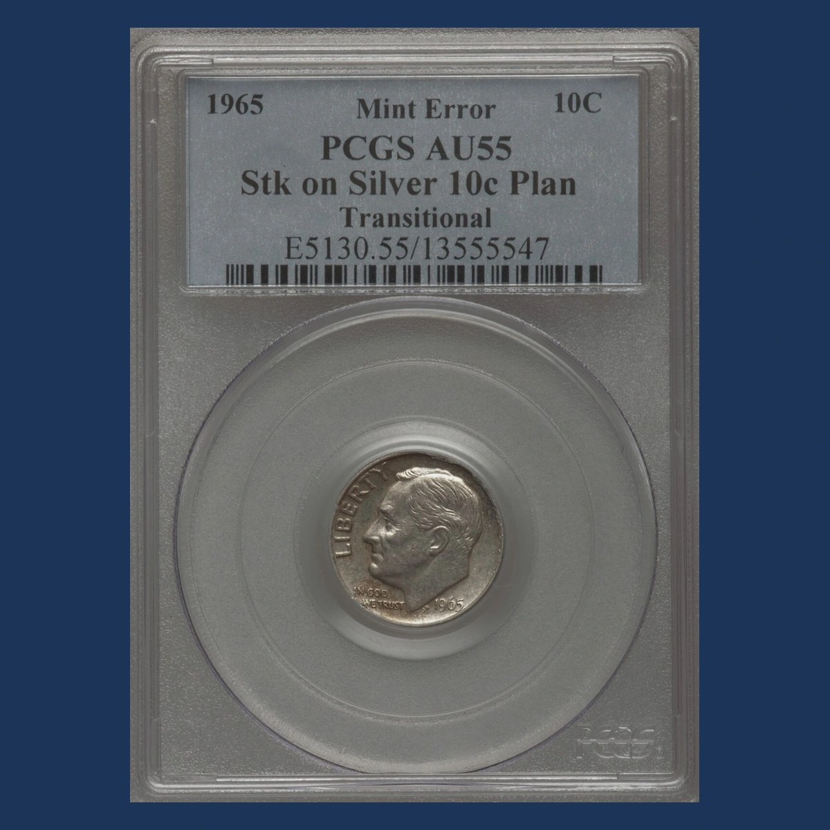 1965 Roosevelt Dime: Silver Transitional Planchet