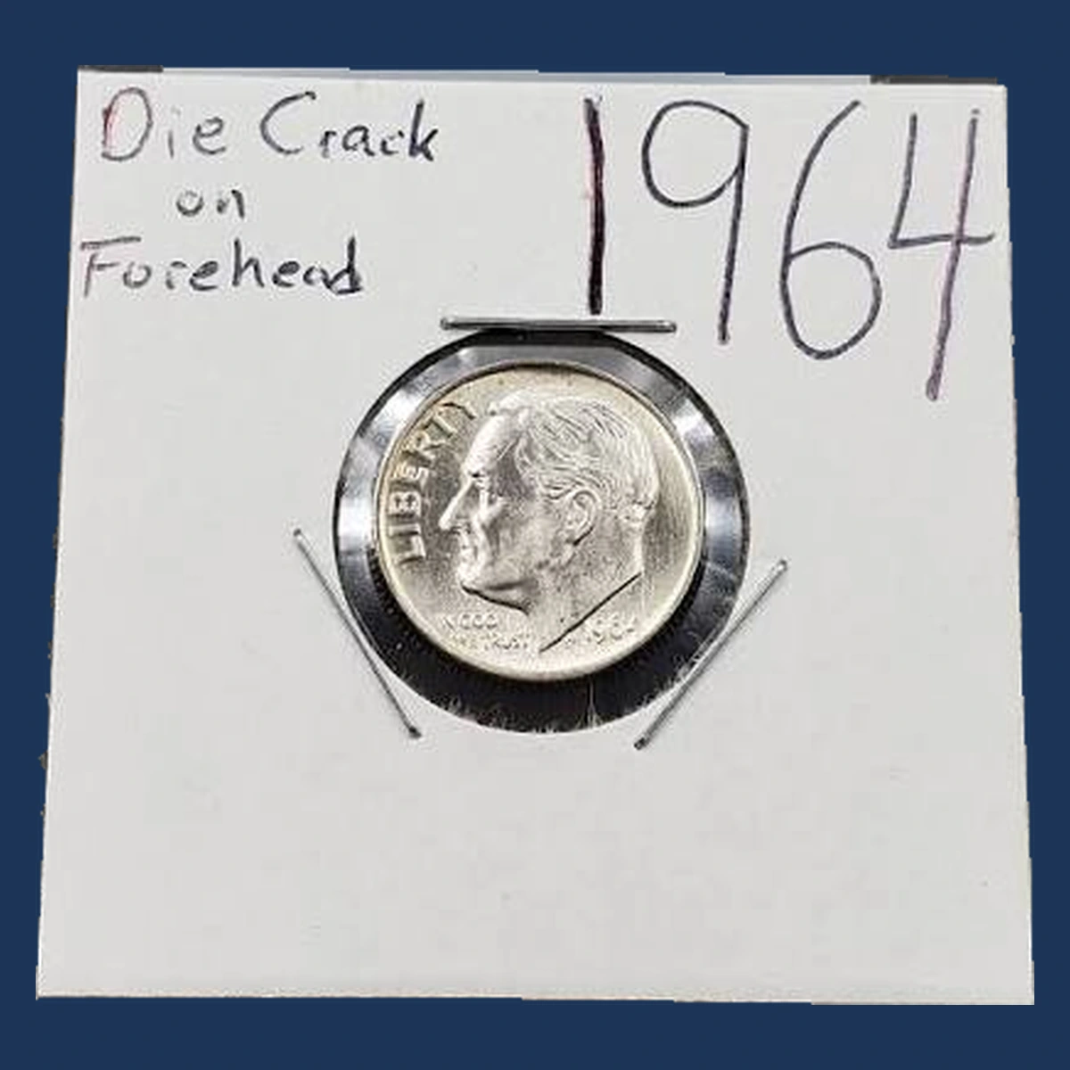 1964 Roosevelt Dime: Die Crack
