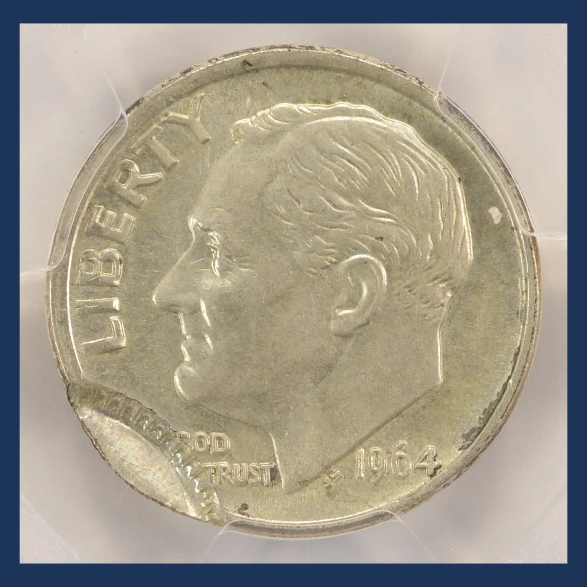 1964 Roosevelt Dime: partial brockage