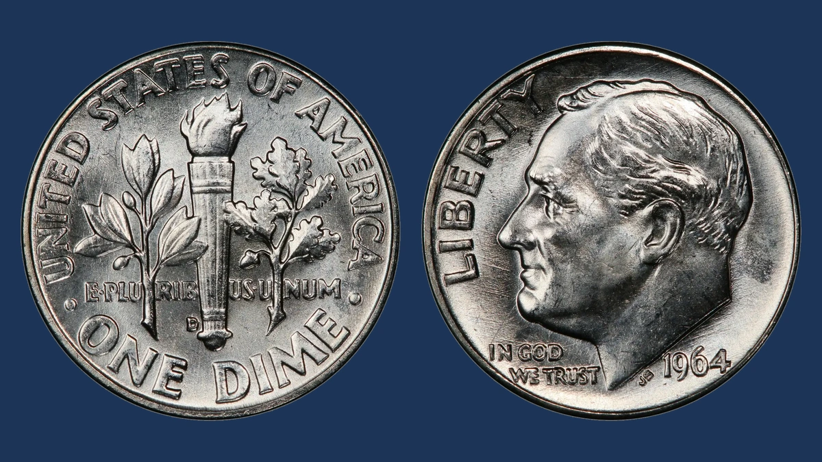 1964 Roosevelt Dime: Repunched Mintmark