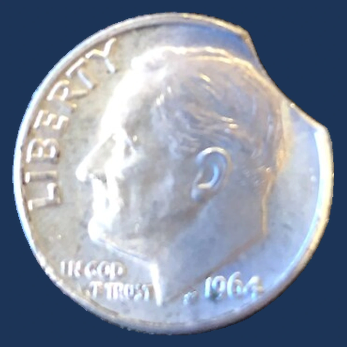 1964 Roosevelt Dime: Clipped Planchet