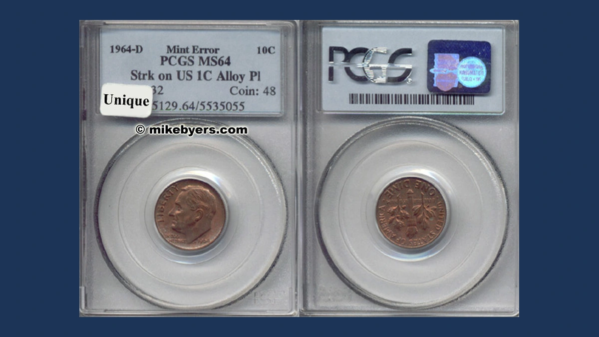 1964 Roosevelt Dime: Wrong-Alloy Planchet