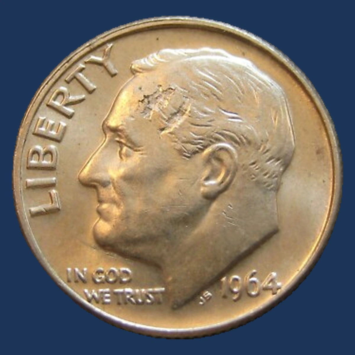1964 Roosevelt Dime: Lamination
