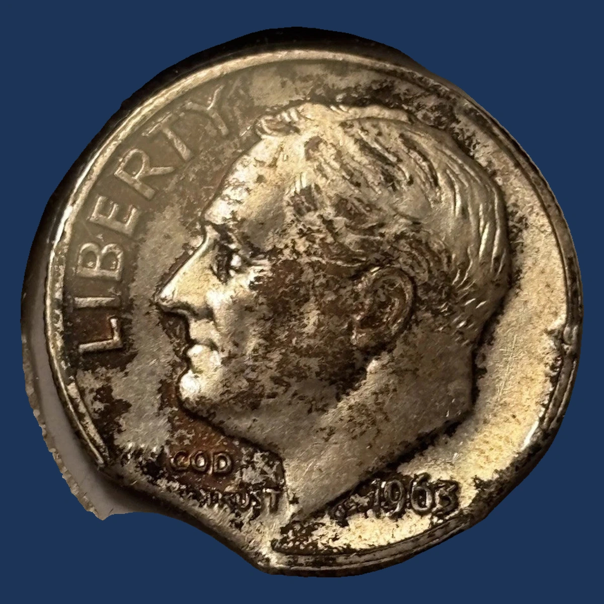 1963 Roosevelt Dime: Double Curved Clips