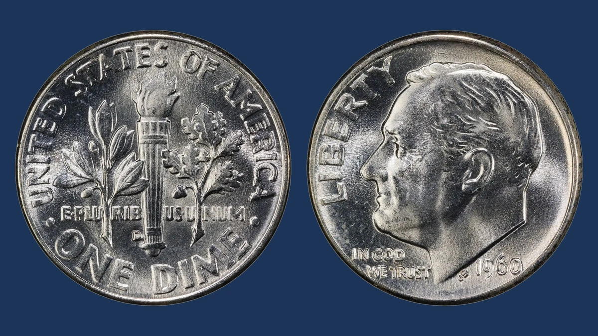 1960 Roosevelt Dime: Repunched Mintmark