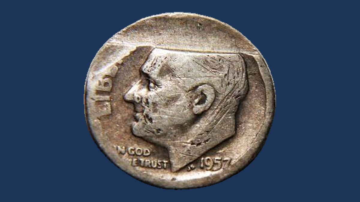 1957 Roosevelt Dime: Lamination