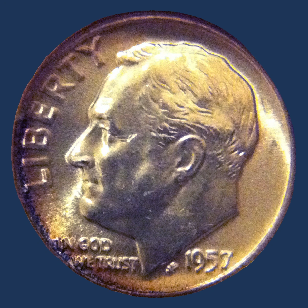 1957 Roosevelt Dime: Die Break